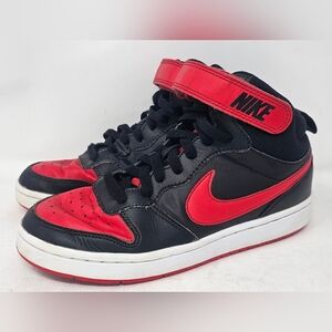 Nike Court Borough Mid 2 Boys Big Kid Red Black High Top Sneakers Size 5.5
